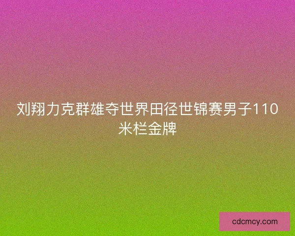 刘翔力克群雄夺世界田径世锦赛男子110米栏金牌